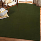 Amearea 5x5 Square Area Rugs for Bedroom Living Room, Olive Green Thickened Memory Foam Rug, Fluffy Indoor Washable Rugs Non Slip Minimalist Carpet for Kids Boys Girls Dorm Nursery Room Decor
