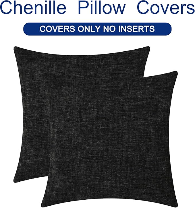 CaliTime Decorative Couch Throw Pillow Covers 26 X 26 Inches Black