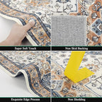 HEBE Hallway Runner Rug 2'x6' Washable Vintage Distressed Area Rugs Non Slip Laundry Rug Runner Boho Floor Carpet Runners for Hallways Entryway Laundry Room Kitchen Bathroom