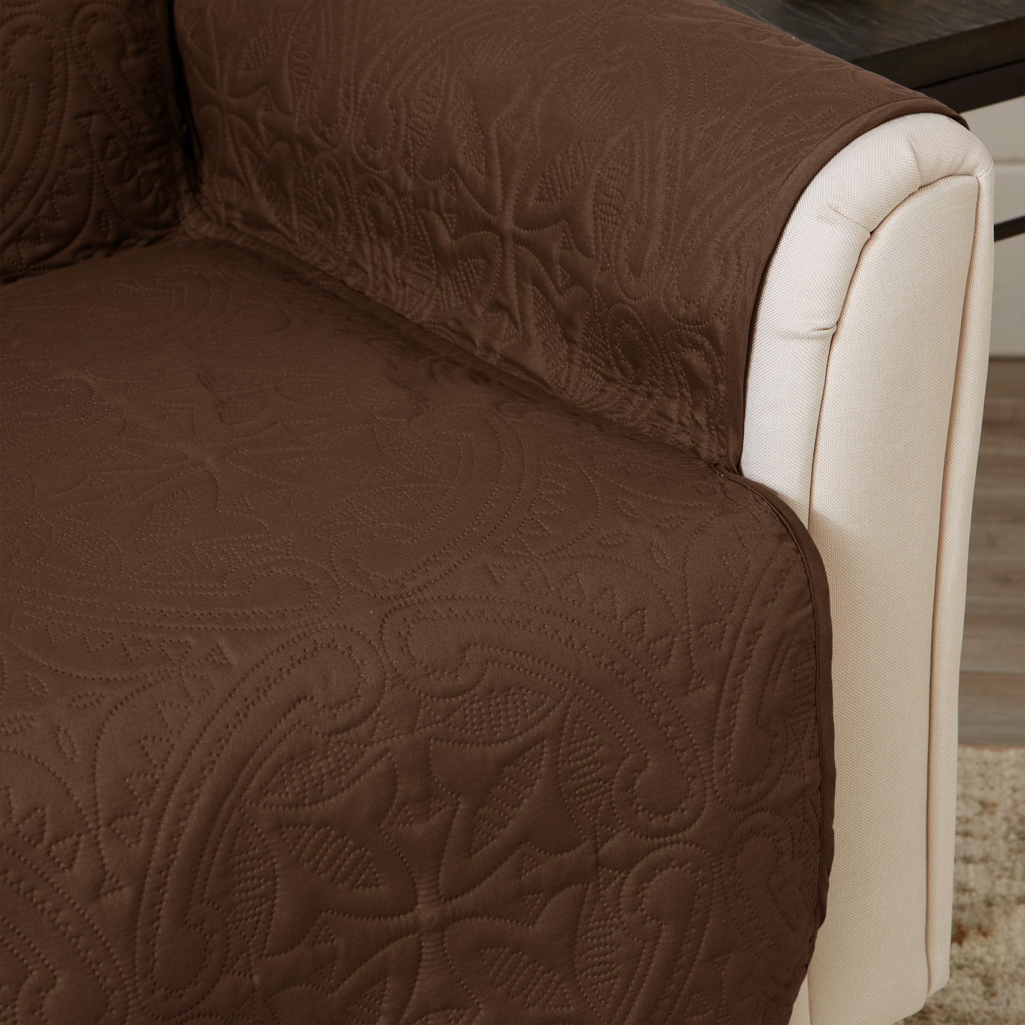 Great Bay Home Reversible Recliner Cover - Washable Slipcover Furniture Protector with Elastic Straps - Perfect for Kids & Pets - Quilted & Stitched Detail (Chocolate/Taupe)