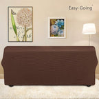 Easy-Going Stretch 4 Seater Sofa Slipcover 1-Piece Sofa Cover Furniture Protector Couch Soft with Elastic Bottom for Kids, Polyester Spandex Jacquard Fabric Small Checks Coffee
