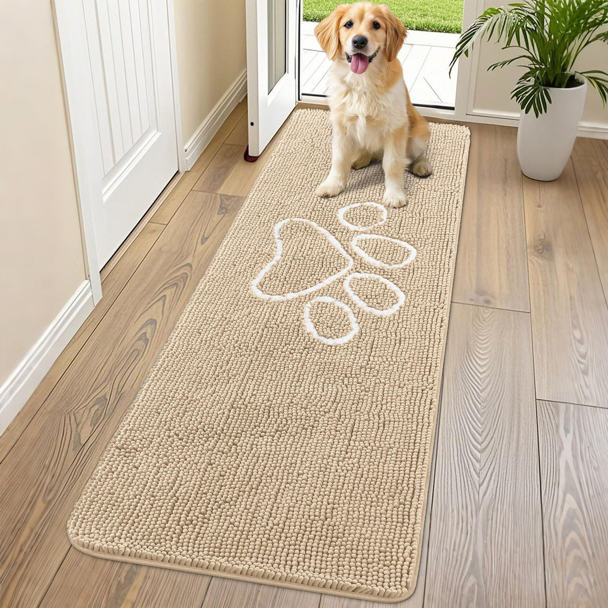 Smiry Dog Door Mat for Muddy Paws, Absorbent Non Slip Dirt Trapper, 70x24