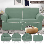 U-NICE HOME Oversized Stretch Loveseat Couch Cover, Cyan