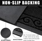 Yimobra Welcome Mats for Front Door 29.5x17, Heavy Duty Waterproof Outdoor Door Mat Outside Entrance, Non-Slip Low Profile Indoor Entryway Mat for Garage Patio, Black