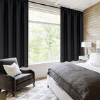 DWCN Black Short Blackout Curtains for Small Window, Thermal Insulated Energy Saving Room Darkening Curtains for Kitchen/Bedroom (W42 x L36 inch, Set of 2 Panels, Top of Rod Pocket)