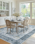 AMADA HOMEFURNISHING 8x10 Area Rug, Washable Low-Profile Large Area Rug with Non-Slip Backing & Durable Edge Binding, Vintage Large Rugs for Living Room, Bedroom