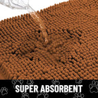 Smiry Dog Door Mat for Muddy Paws, Absorbent Dirt Trapper Non Slip Quick Dry Washable Chenille Mat for Mud Dogs, Entry Rug for Indoor and Outdoor (48x30 Inches, Ochre and Black)