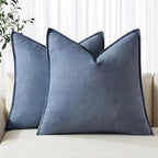 MIULEE Decorative Linen Euro Sham Pillow Covers 26x26 Inch Blue Ashes Boho Farmhouse Neutral Couch Throw Pillows for Bed Pack of 2 Accent Modern Pillowcase Sofa Livingroom Home Decor