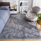 Amearea Shag Fluffy Area Rug for Bedroom Girls Living Room, Extra Soft and Fuzzy Shaggy Rugs, Non Slip, Solid Color Carpet Mat for Boys Nursery Home, Grey 6x9 Feet