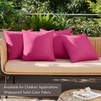 MIULEE Pack of 4 Decorative Outdoor Throw Pillow Covers Linen Waterproof Pillow Covers Farmhouse Cushion Cases for Patio Garden Tent Balcony Couch Sofa 18x18 inch Hot Pink