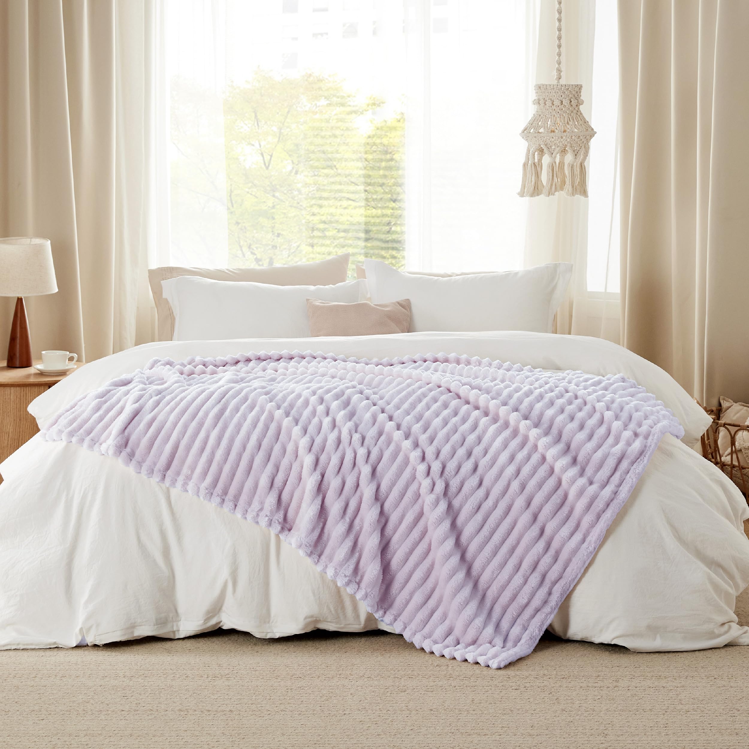 Bedsure Soft Throw Blanket for Couch Decor Gifts Lavender Fog 50"x60"