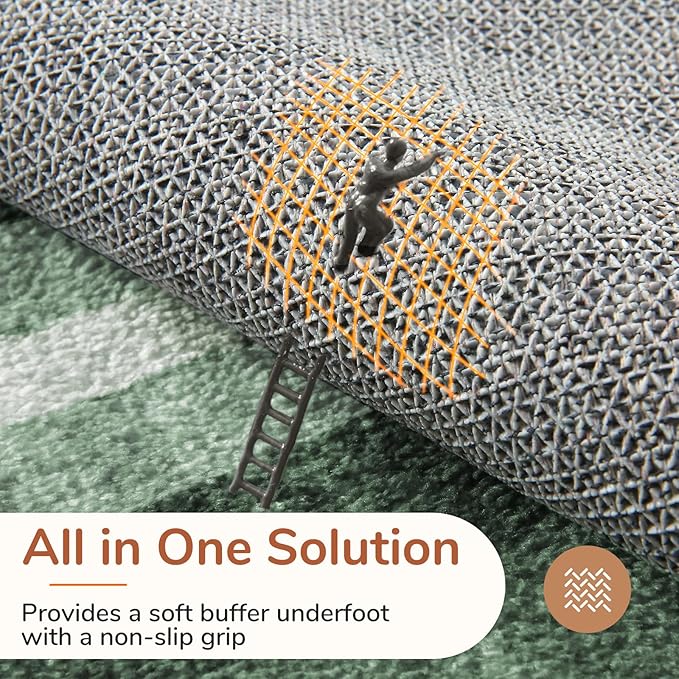OPPODREAM Border Soft Area Rugs 6x9, Washable Green Rug with Non Slip Backing, 6 x 9 Faux Cashmere Low-Pile 6x9 Carpet