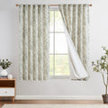 jinchan Green Floral Linen Light Filtering Curtains for Living Room 63 Inches Long
