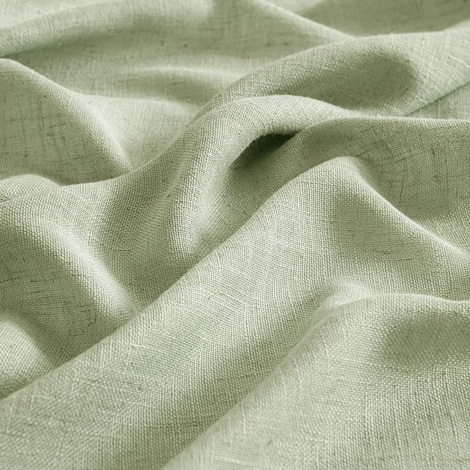 MIULEE Sage Green Linen Curtains 72 Inch Length 2 Panels for Bedroom Living Room, Soft Thick Linen Textured Window Drapes Semi Sheer Light Filtering Back Tab Rod Pocket Burlap Look Decor, W37xL72