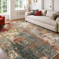 RELEANY Washable 6'x9' Abstract Area Rug for Living Room Rustic Brown
