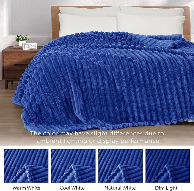 Exclusivo Mezcla Striped Twin Size Fleece Blanket for Bed, Couch, 60"x80"