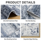 PLHXFR 8x10 Area Rug Living Room: Abstract Washable Carpet Grey Blue