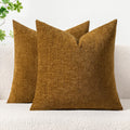 MIULEE Soft Chenille Throw Pillow Covers Mustard 18x18 Inch Pack of 2