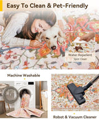 RELEANY Area Rugs Square 8ft Washable Non-Slip, Floral Vintage Distress Print Pattern Medallion Carpet for Living Room Bedroom Dining Room, Light Pink Colorful