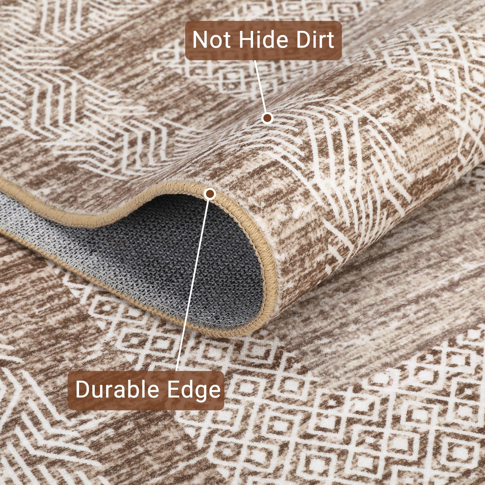 GarveeHome 2x6 Modern Bordered Runner Rug Soft Non Slip Washable Floor Carpet