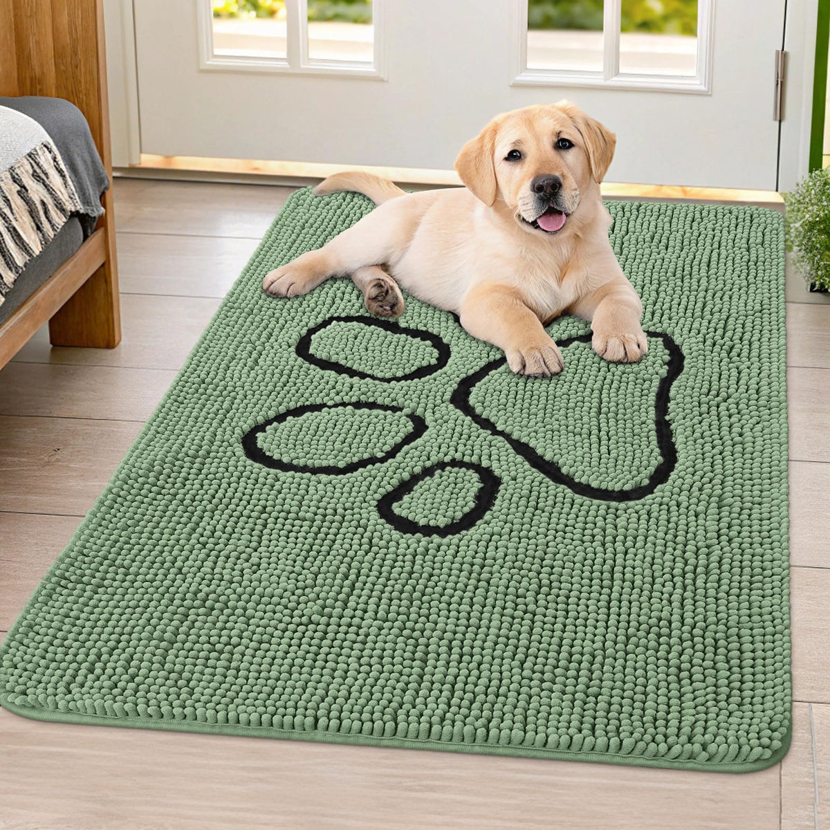 Smiry Dog Door Mat for Muddy Paws, Absorbent Non Slip Dirt Trapper, 40x32