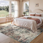 Rugflix 5x7 Area Rugs for Living Room, Washable Large Rug Stain-Resistant Low Pile, Modern Carpet for Dining Room Home Office Kid Room Nursery Bedroom, Rust