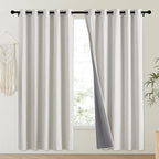 NICETOWN Snowbound Vintage Linen 100% Blackout Curtains for Playroom, Thermal Insulated Curtains 72" Long, Noise Reducing Window Treatment Drapes for Laundry Room, 62" Wide Per Panel, Set of 2