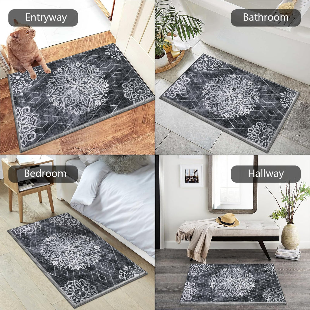 HEBE Indoor Door Mat 2'x3', Washable Welcome Mat for Front Door Entrance
