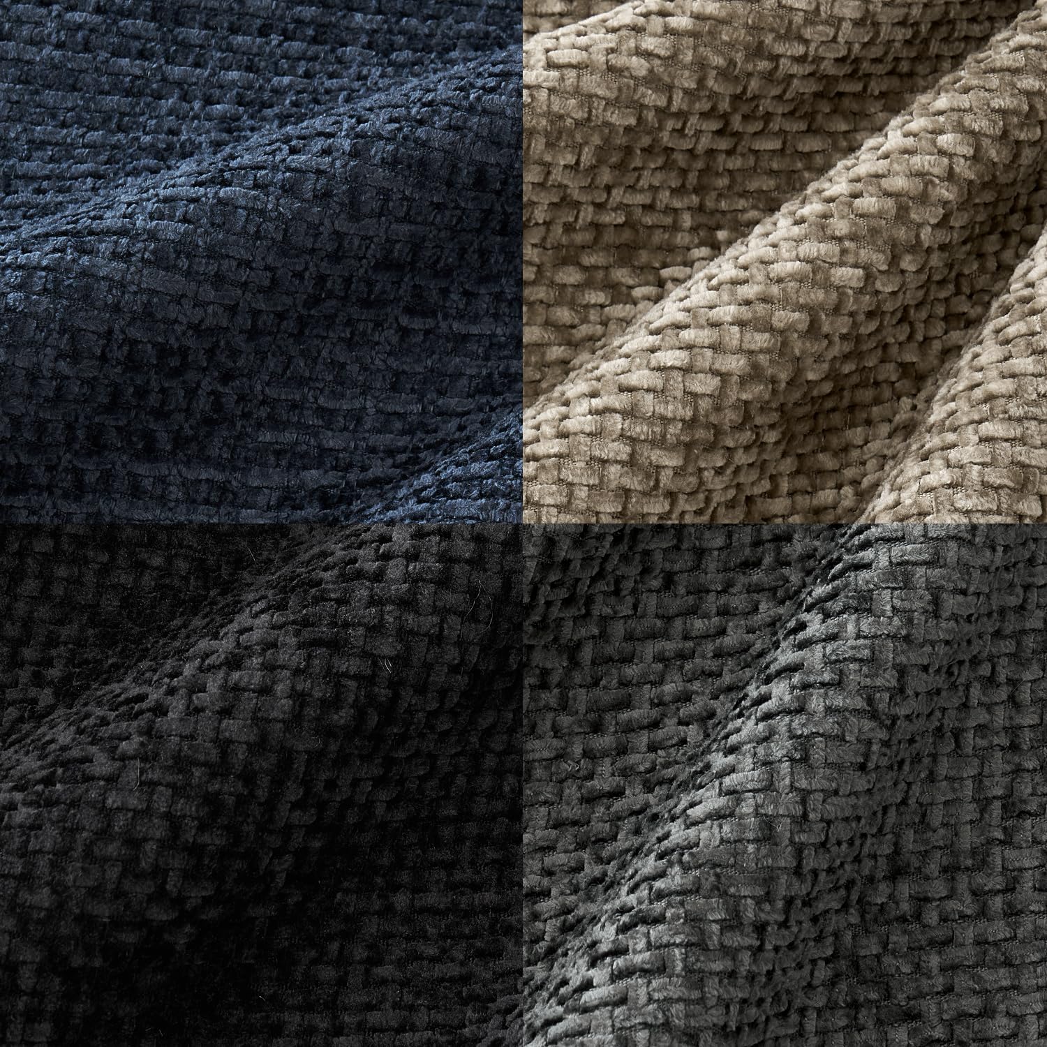 MIULEE Soft Decorative Chenille Pillow Covers Navy Grey 18x18 Pack of 4