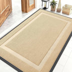 OLANLY Front Door Mat Indoor Outdoor Entrance, Waterproof All-Season, All-Weather Doormat, Sturdy Natural Rubber, Fade Resistant, Low Profile, Easy Clean Patio Porch Entryway Mat, 47x30, Beige