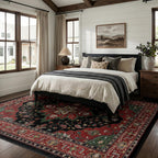 RELEANY Washable Area Rug, Large 9'x12', Red/Black