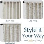 jinchan Floral Linen Curtains for Living Room 63 Inch Length Blue Flower Curtain Rod Pocket Back Tab Farmhouse Curtains with Printed Floral Bedroom Window Curtain Set, 2 Panels Blue
