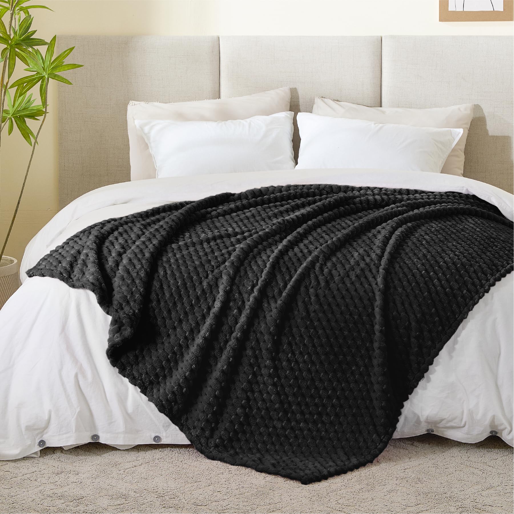 BEDELITE Black Throw Blanket for Couch, Soft Cozy Gifts for Women, 50 * 60