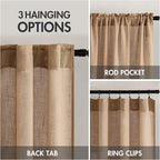 MIULEE Light Brown Linen Curtains 52x54 Inch Length 2 Panels for Bedroom