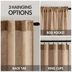 MIULEE Brown Linen Curtains 37x72 Inch Length 2 Panels