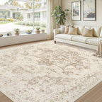 Luxturiy Area Rugs 9x12 Living Room: Bedroom Washable Carpet Beige/Ivory