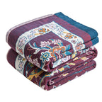 MSGKV Boho Throw Blanket 50"x60" Cotton Throw for Couch Sofa, Floral Quilt