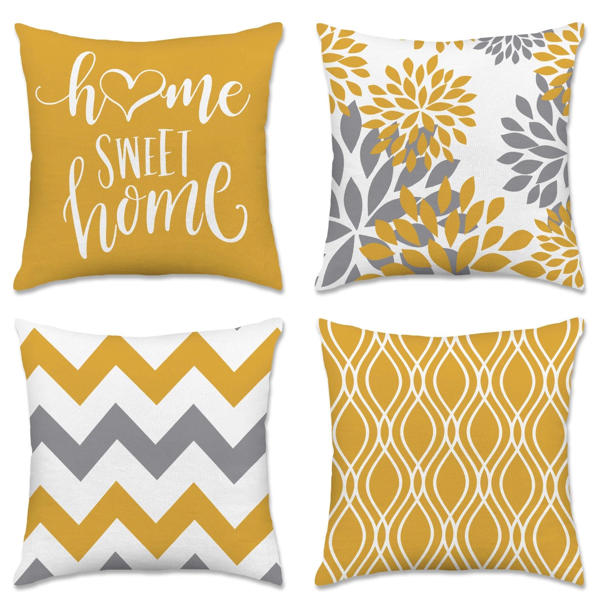 Hexagram Geometric Yellow Pillow Covers 20x20, Decorative Pillow Covers