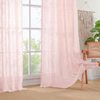 LAMIT 72 inch Pink Linen Curtains for Living Room 2 Panels, Linen Textured Light Filtering Semi Sheer Back Tab and Rod Pocket Farmhouse Curtain Panels for Bedroom/Farmhouse, 52 x 72 Inch