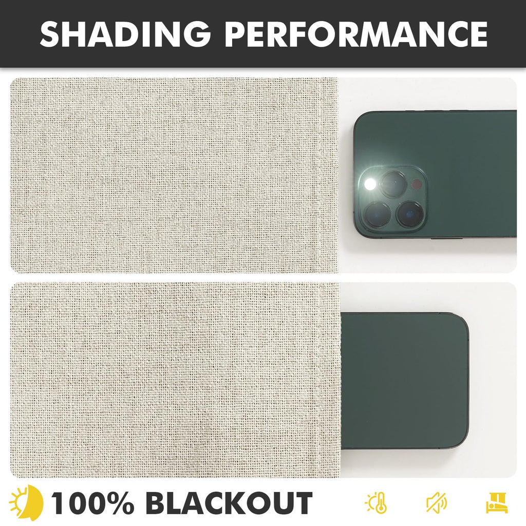 MIULEE 100% Blackout Linen Curtains 42 x 63 Inch Linen Beige 2 Panels