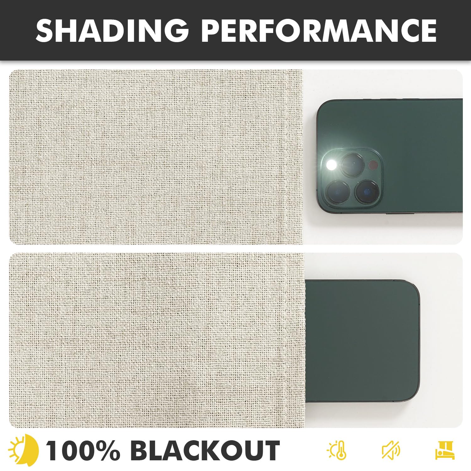 MIULEE 100% Blackout Linen Curtains 42 x 63 Inch Linen Beige 2 Panels