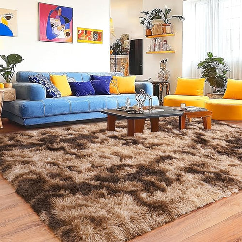 9x12 Area Rug for Living Room, Shag Large Rug for Bedroom,Brown Coffee