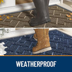 OLANLY Front Door Mat Indoor Outdoor Entrance, Waterproof All-Season, All-Weather Doormat, Sturdy Natural Rubber, Low Profile, Easy Clean Patio Porch Entryway Mat, Herringbone Brick (Beige, 47x17)