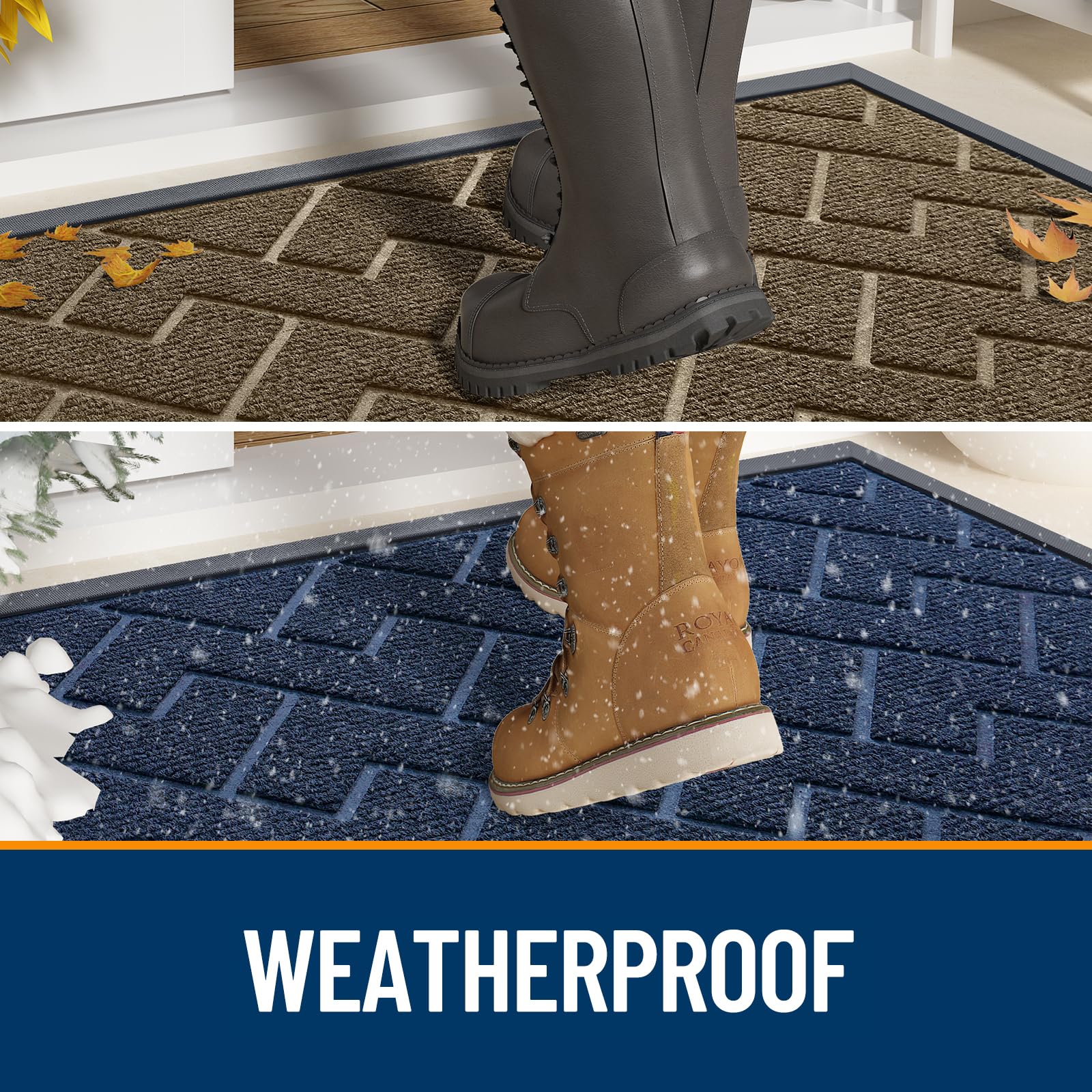 OLANLY Front Door Mat Outside 71x47, All-Season Absorbent Rubber Doormat