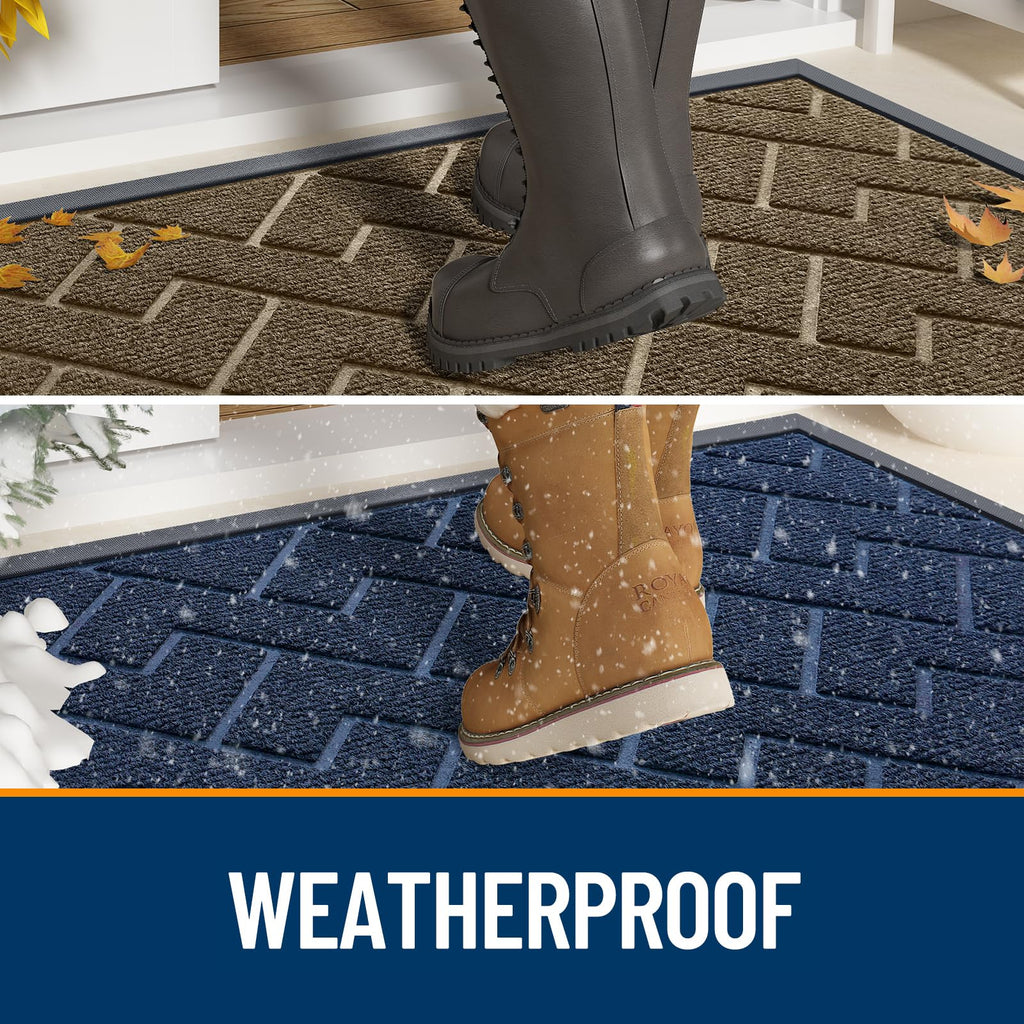 OLANLY Front Door Mat Outside 59x23, All-Season Absorbent Rubber Doormat