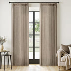 MIULEE Pinch Pleated Thick Linen Curtains 84 Inches Long 2 Panels for Living Room Bedroom, Memory Trained Drapes Pleat Back Tab Light Filtering Grey Beige Window Curtains with Hooks&Rings
