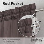 Simplebrand Chocolate Short Sheer Kitchen Curtains 36 Inch Length Tier Rod Pocket Cafe Drapes Half Window for Bathroom Small Windows 42 x 36 Inch, 2 Panels