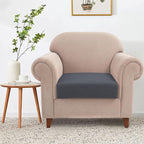 Water-Repellent Sofa Cushion Covers Jacquard High Stretch Fabric Furniture Protector for Living Room, Washable Sofa Seat Slipcover, 1 Seater Settee (Chair Cushion, Gray)