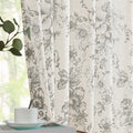 jinchan Vintage Floral Linen Curtains 54 Long for Living Room 2 Panels