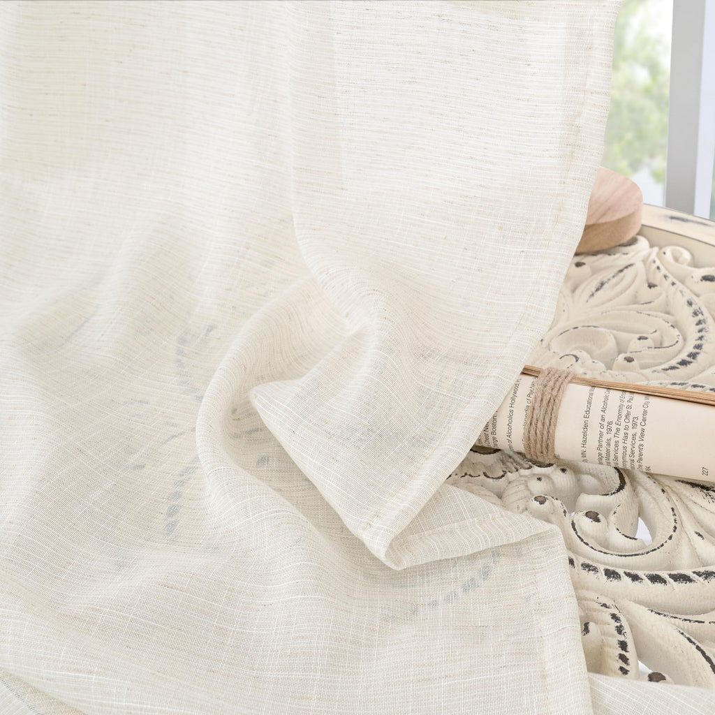 BGment Linen Curtains 84 Inch Length for Living Room, Lightweight Rustic Country Window Drapes for Farmhouse Bedroom Dining Room Decor Rod Pocket Textured, 2 Panels Set, Each 60 Inch Wide